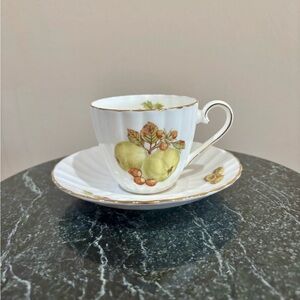 Royal Tuscan Teacup and Saucer with Fruit Design